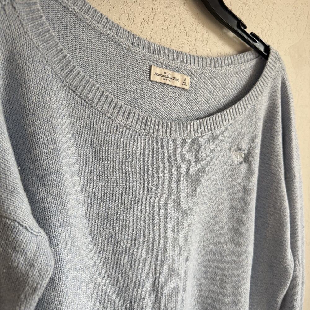 Abercrombie & Fitch Light Blue Off the Shoulder Sweater Womens M Casual - Picture 2 of 6